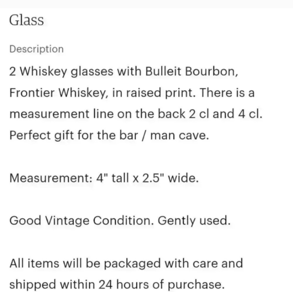 Bulleit Bourbon Frontier Whiskey Embossed Oval Rocks Glasses - Made in Italy - Picture 3 of 5